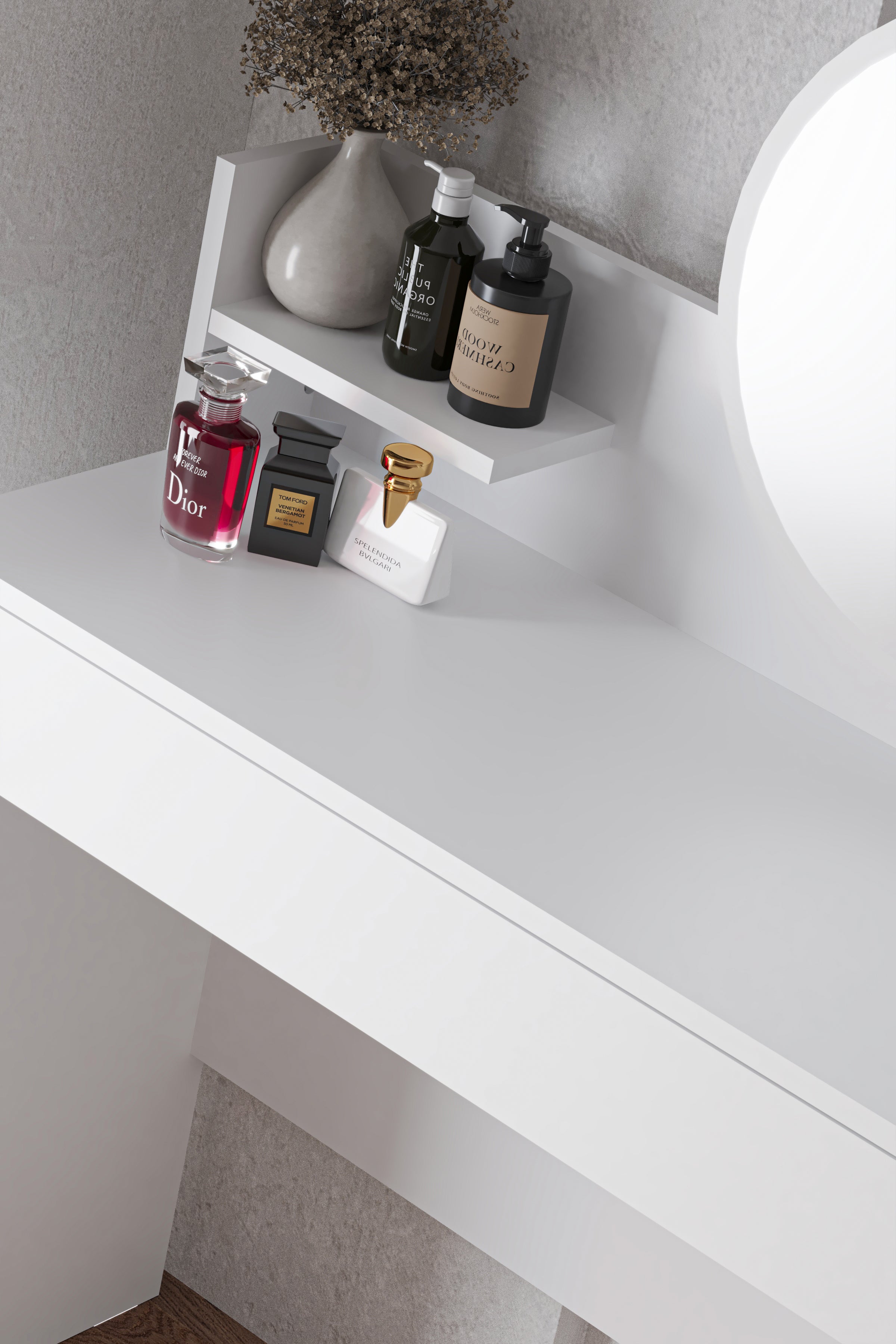 Harmony Tek Çekmeceli Makyaj Masası (Yuvarlak Aynalı) - görsel 20 | Sarmobi