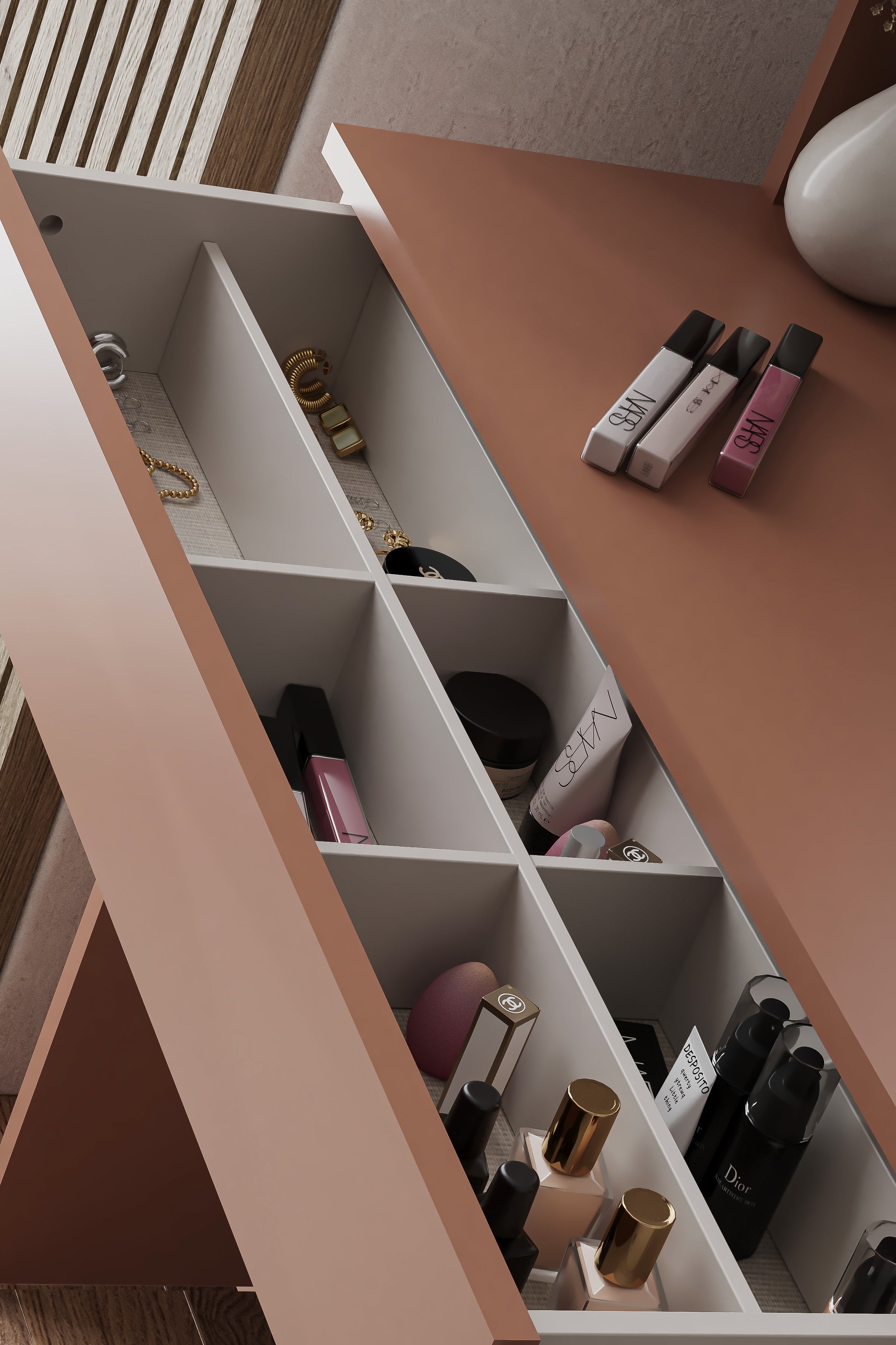 Harmony Tek Çekmeceli Makyaj Masası (Yuvarlak Aynalı) - görsel 9 | Sarmobi