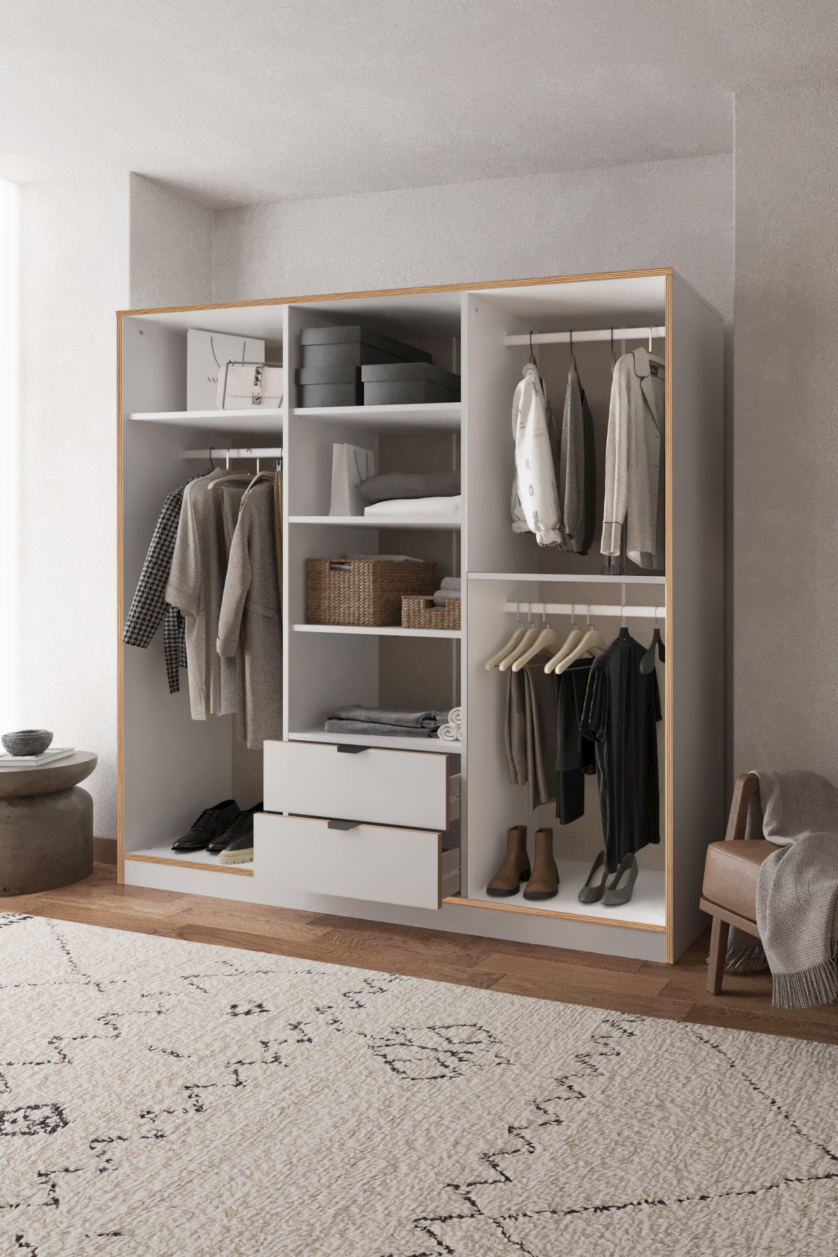Arden 6 Kapaklı 2 Çekmeceli Dolap - Beyaz - Sarmobi