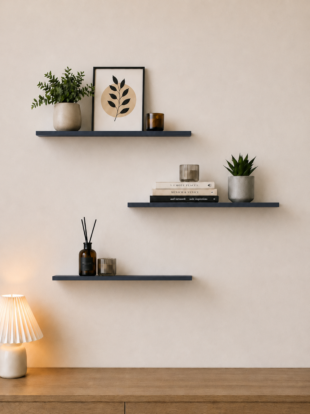 Harmony 3 Raflı Gizli Monte Uçan Raf 50*15 cm Antrasit