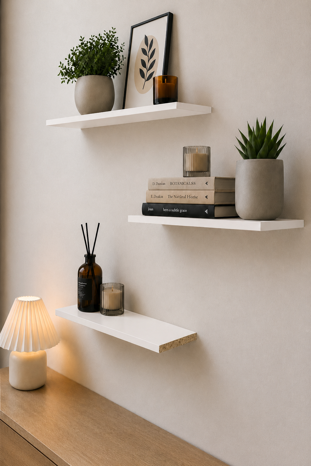 Harmony 3 Raflı Gizli Monte Uçan Raf 50*15 cm