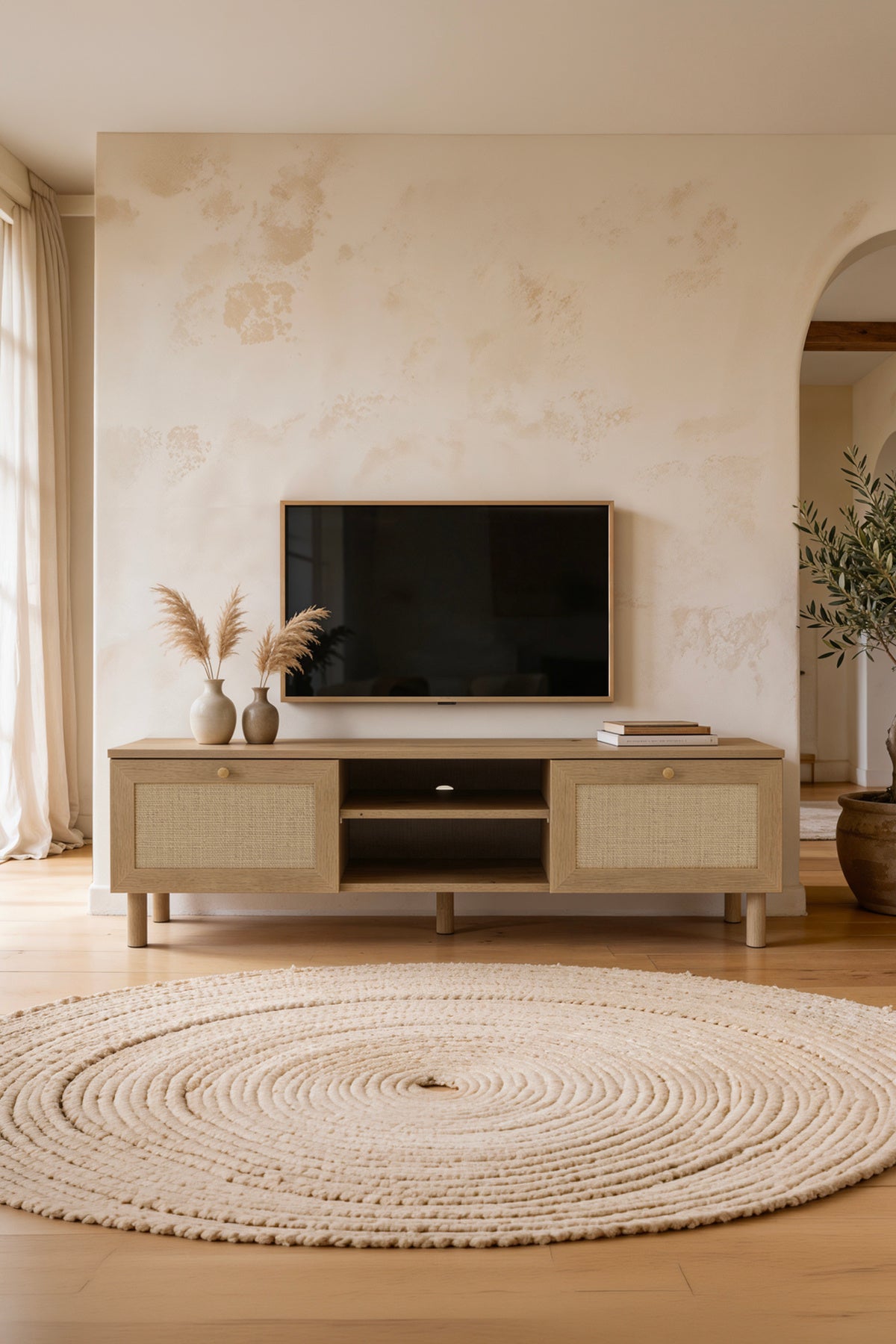 Baru 2 Kapaklı TV Ünitesi Y:46 G:140 D:35 / Cadiz Meşe