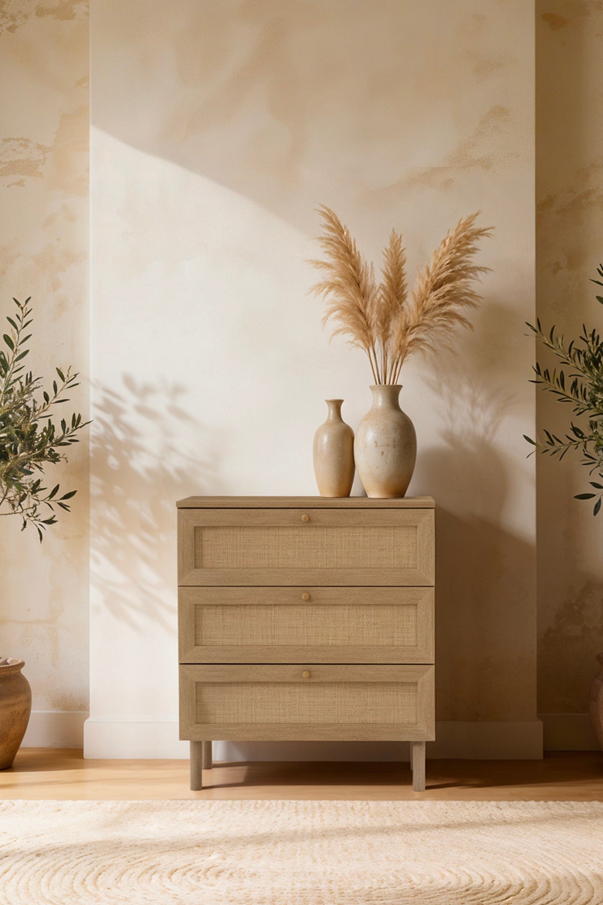 Baru 3 Çekmeceli Şifonyer 75x85x42 cm Cadiz Meşe – İskandinav Tasarım