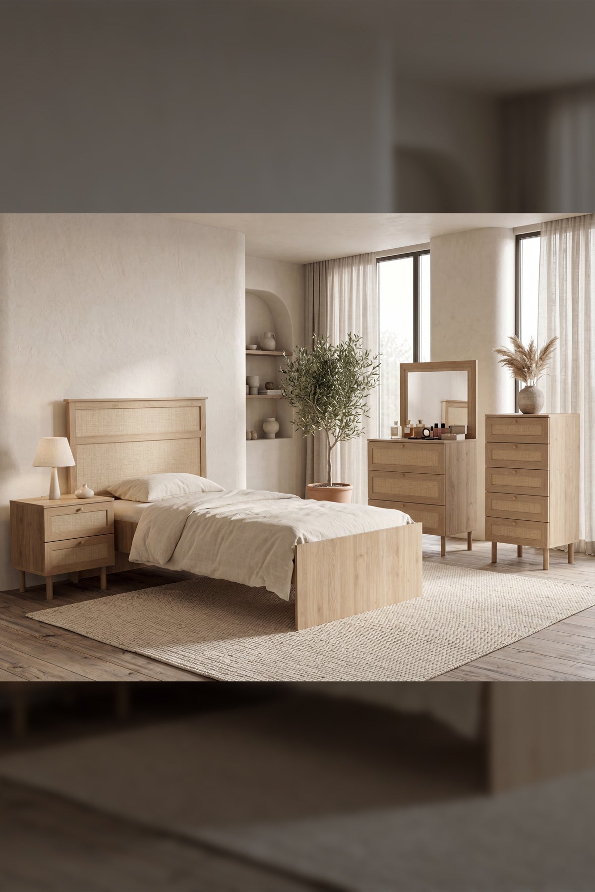 Baru 5 Çekmeceli Şifonyer/Çamaşırlık 50x105x42 cm Cadiz Meşe – İskandinav Tasarım