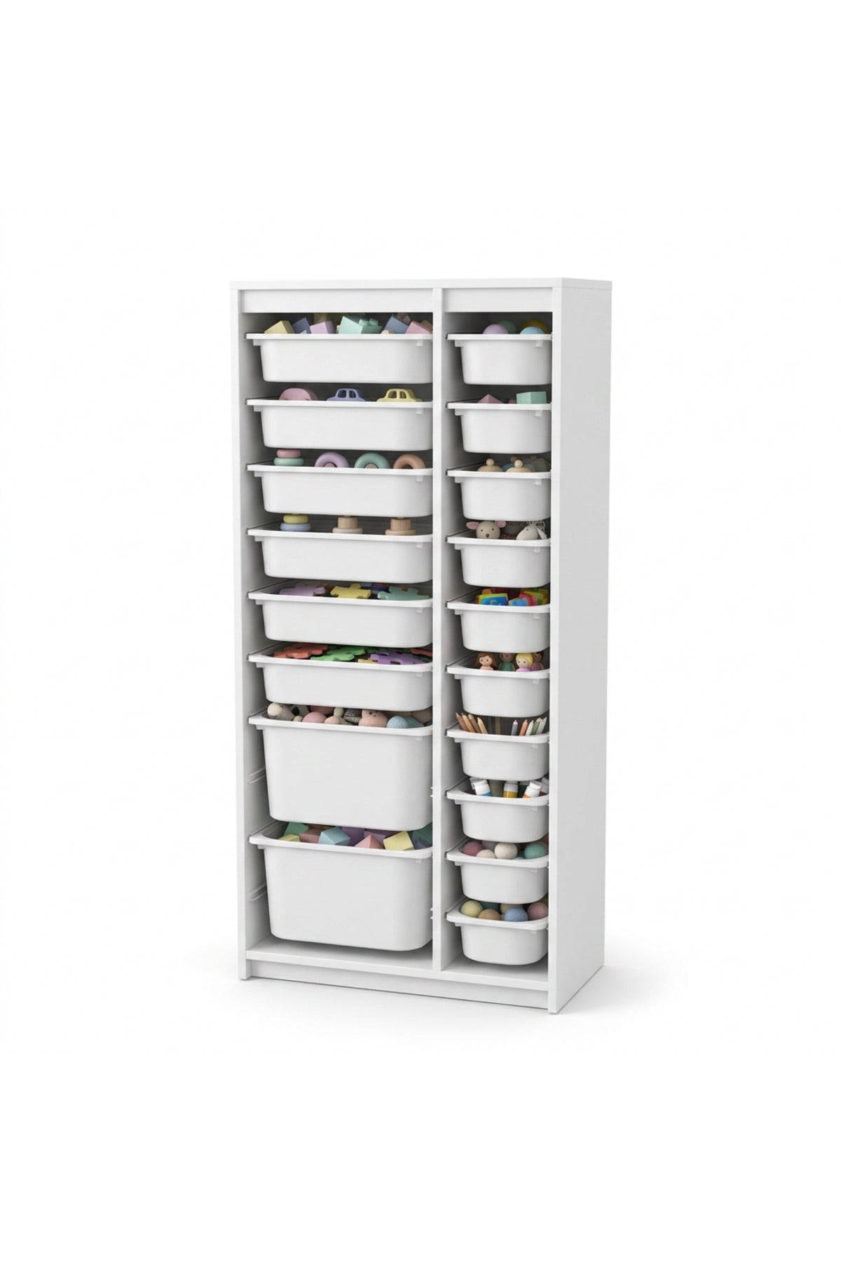 Nest 18 Sepetli Düzenleme Dolabı – 2 Büyük, 6 Orta, 10 Küçük Y:144 G:69 D:30 / Beyaz