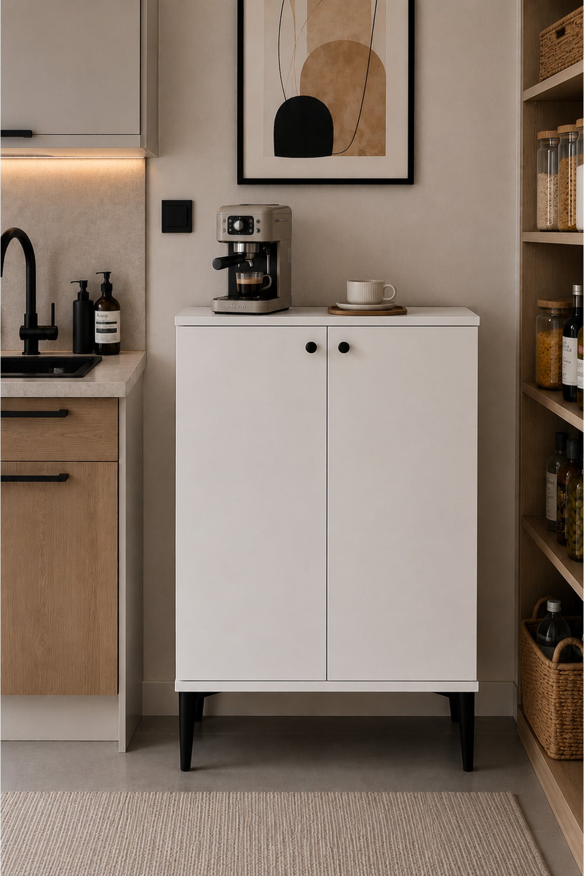 Nest 2 Kapaklı Çok Amaçlı Dolap Y:97 G:56 D:32 / Beyaz