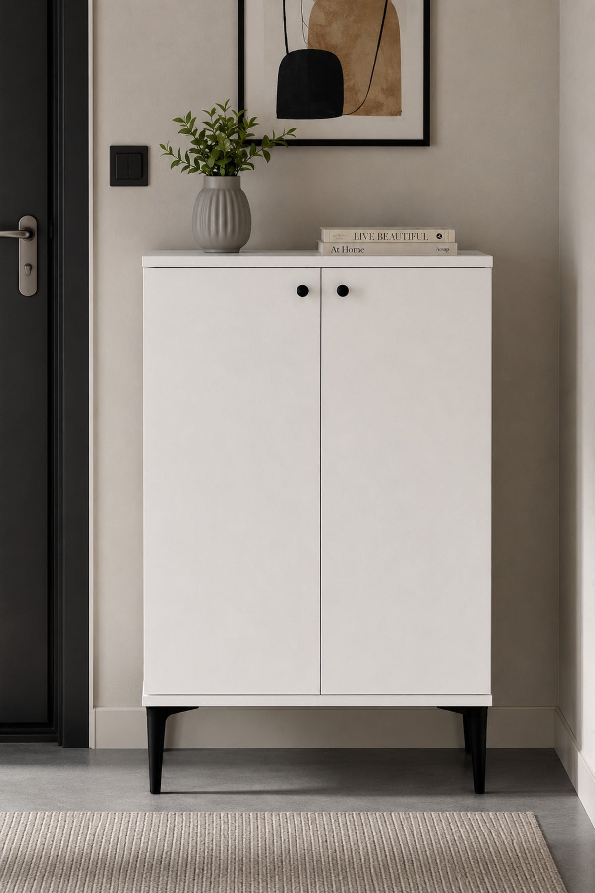 Nest 2 Kapaklı Çok Amaçlı Dolap Y:97 G:56 D:32 / Beyaz