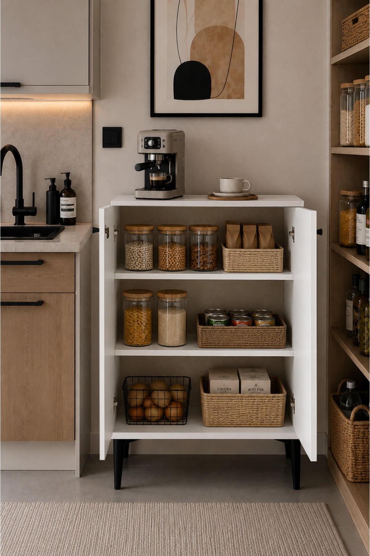 Nest 2 Kapaklı Çok Amaçlı Dolap Y:97 G:56 D:32 / Beyaz