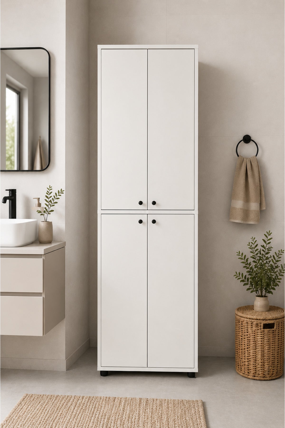 Nest 4 Kapaklı Çok Amaçlı Dolap Y:182 G:62 D:35 / Beyaz