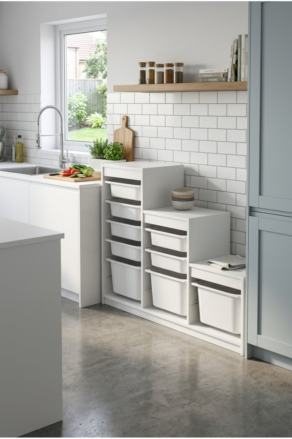 Nest 9 Sepetli Düzenleme Dolabı – 3 Büyük 6 Küçük Sepetli Y:93 G:132 D:30 / Beyaz