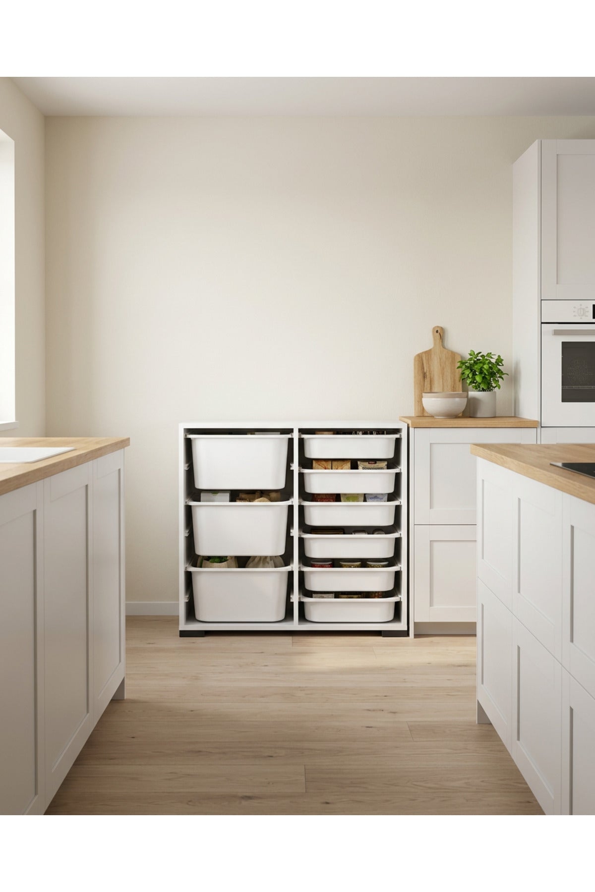 Nest 9 Sepetli Düzenleme Dolabı – 3 Büyük, 6 Küçük Sepetli Y:93 G:132 D:30 / Beyaz