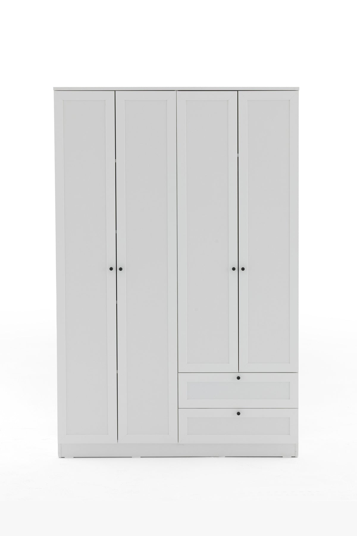Terra 4 Kapaklı 2 Çekmeceli Gardırop/Dolap 137x210x52 cm Beyaz – Modern Tasarım