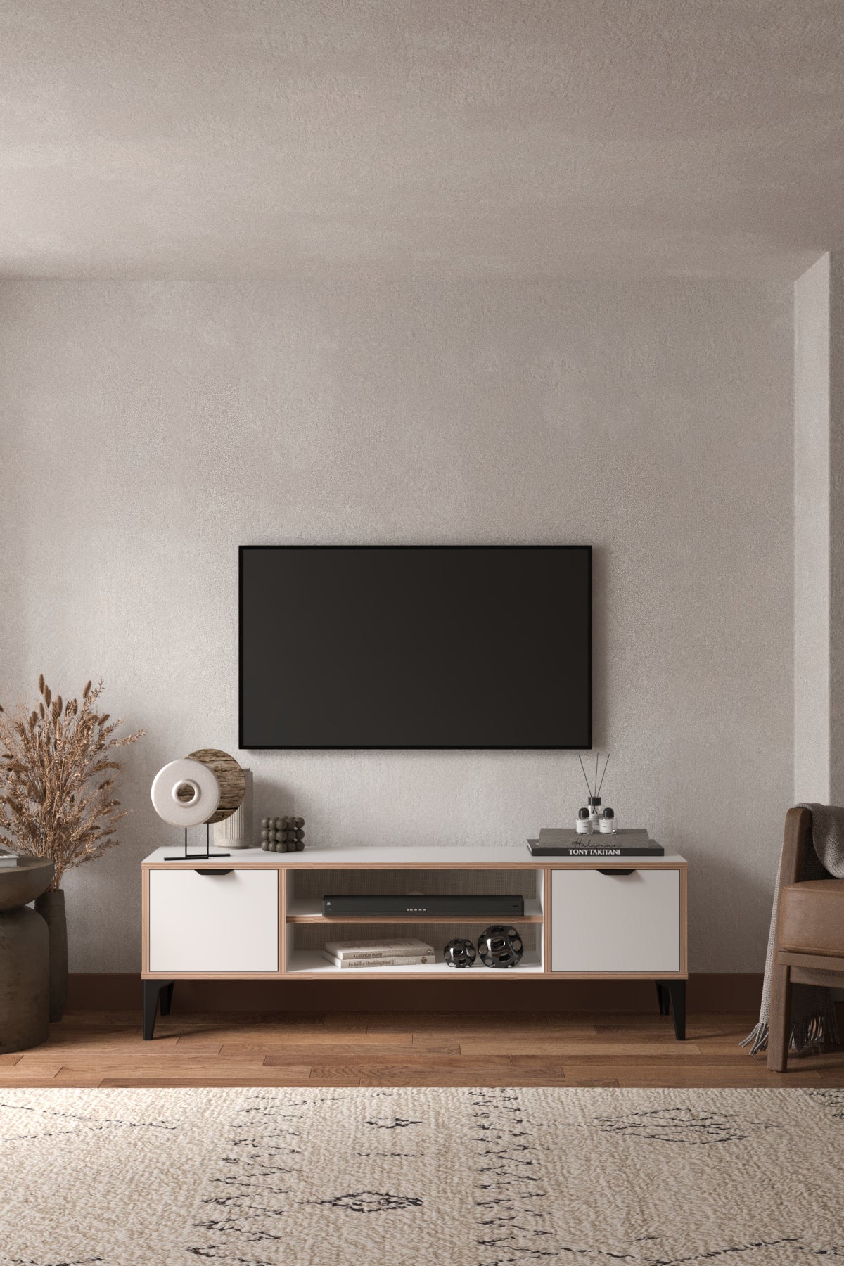 Arden 2 Kapaklı Tv Ünitesi - Beyaz | Sarmobi