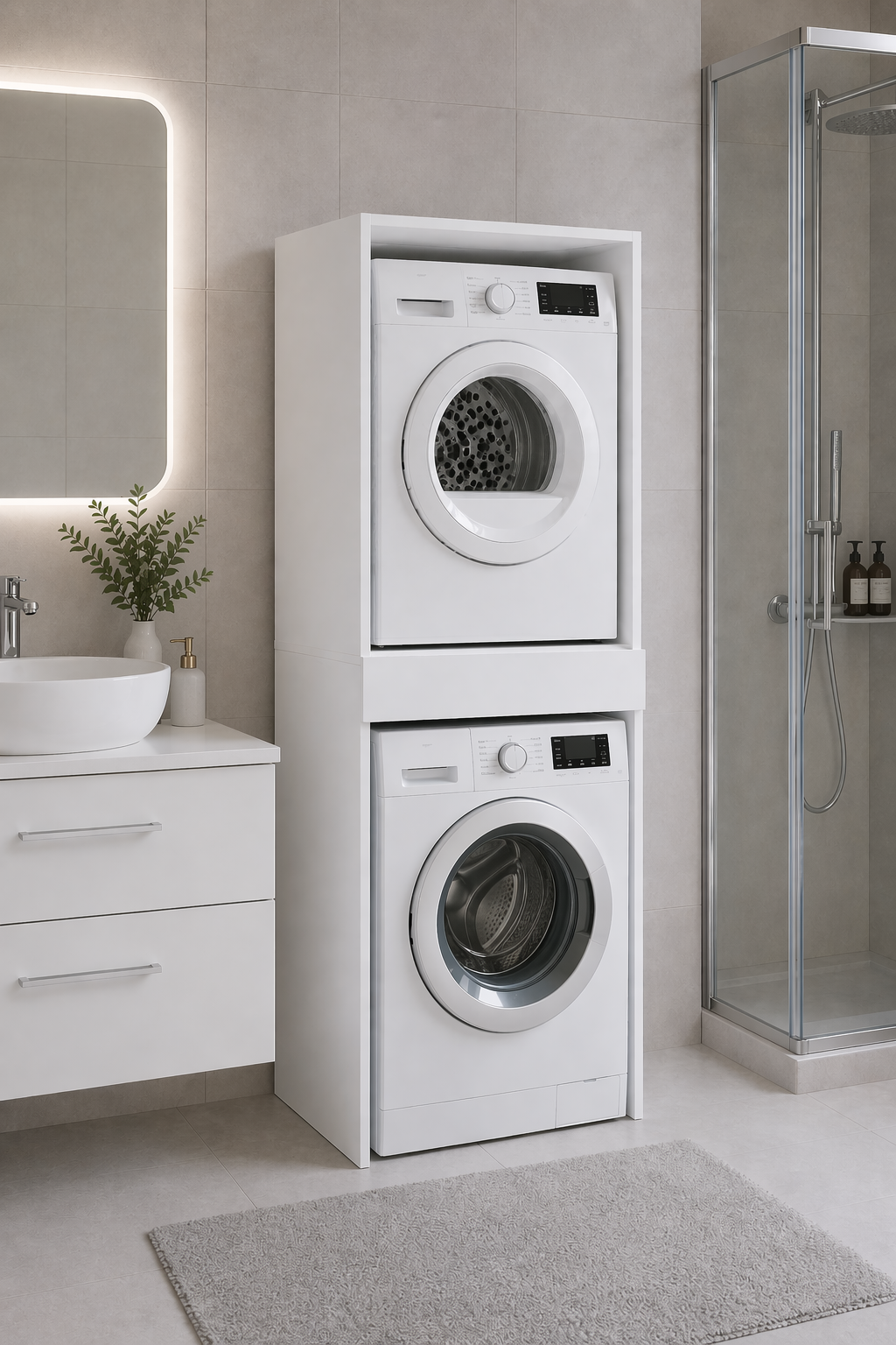 Çamaşır Makinesi Üstü Dolap 2 Kapaklı 190x67x67 cm - görsel 3 | Sarmobi