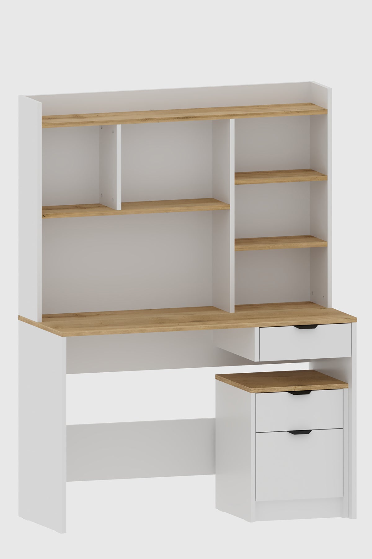 Harmony Raflı, Çekmeceli Çalışma Masası + Keson Beyaz - Cadiz - detay görsel | Sarmobi