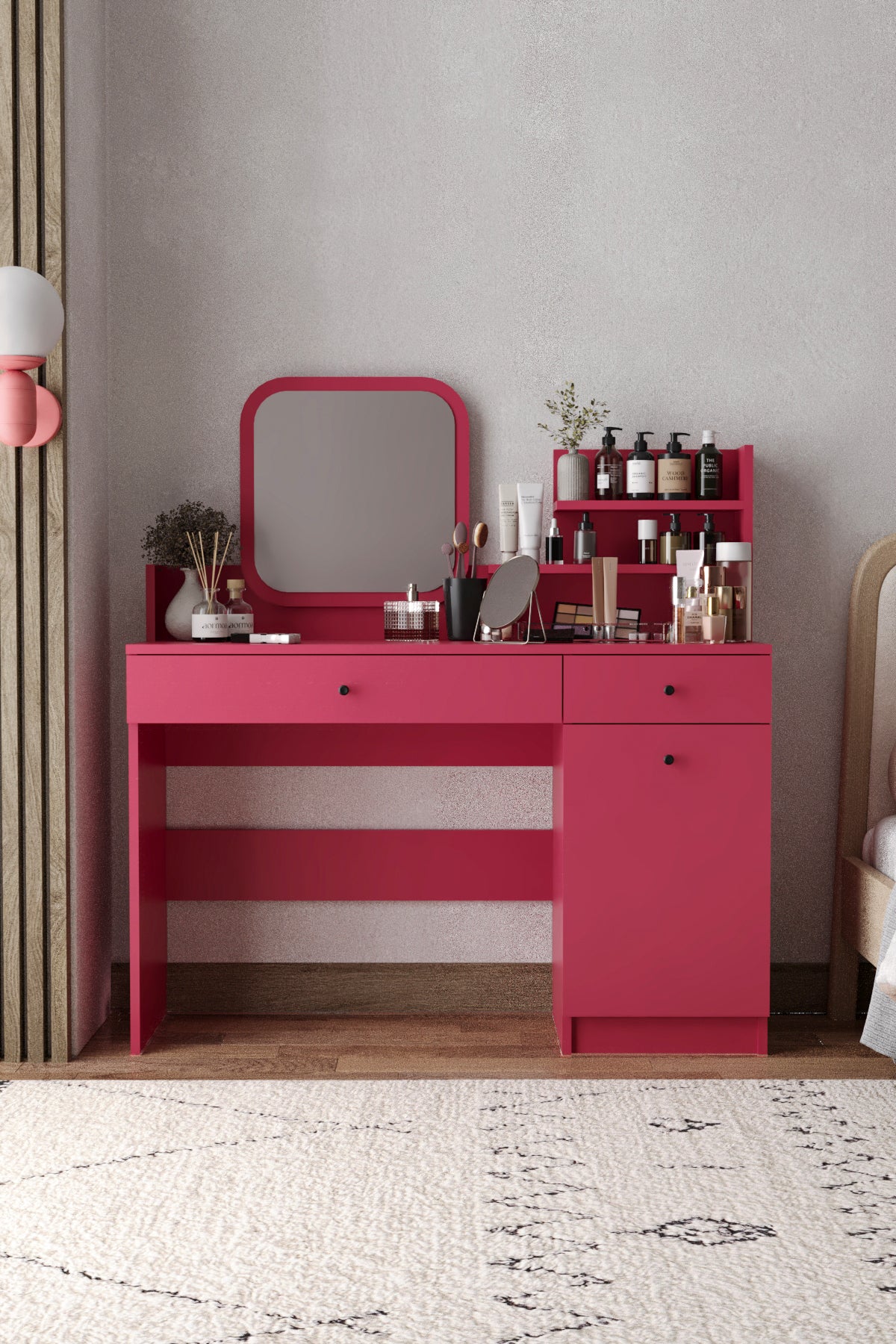 Harmony İki Çekmeceli Makyaj Masası (Kare Aynalı) - görsel 7 | Sarmobi