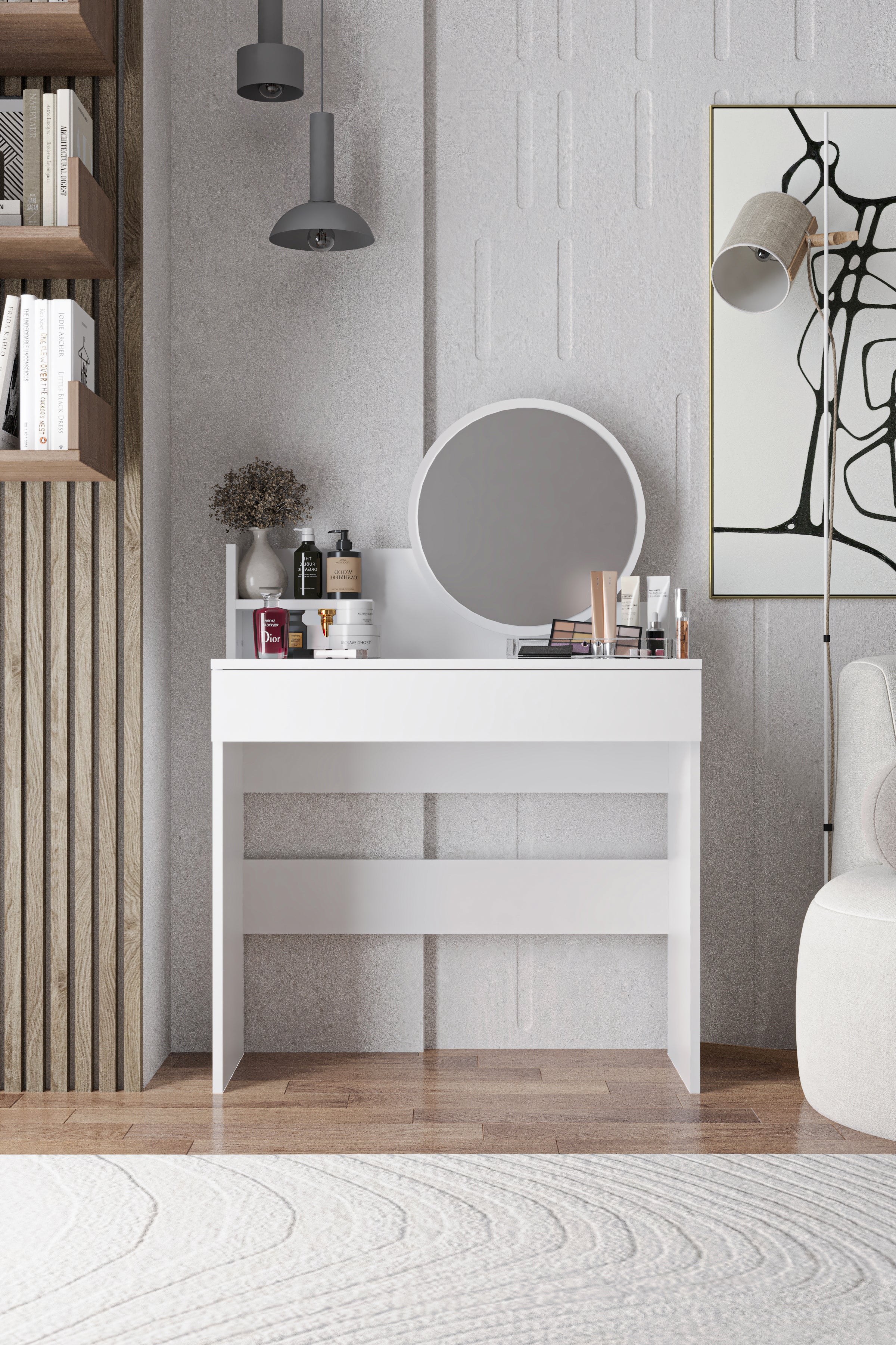 Harmony Tek Çekmeceli Makyaj Masası (Yuvarlak Aynalı) - görsel 17 | Sarmobi