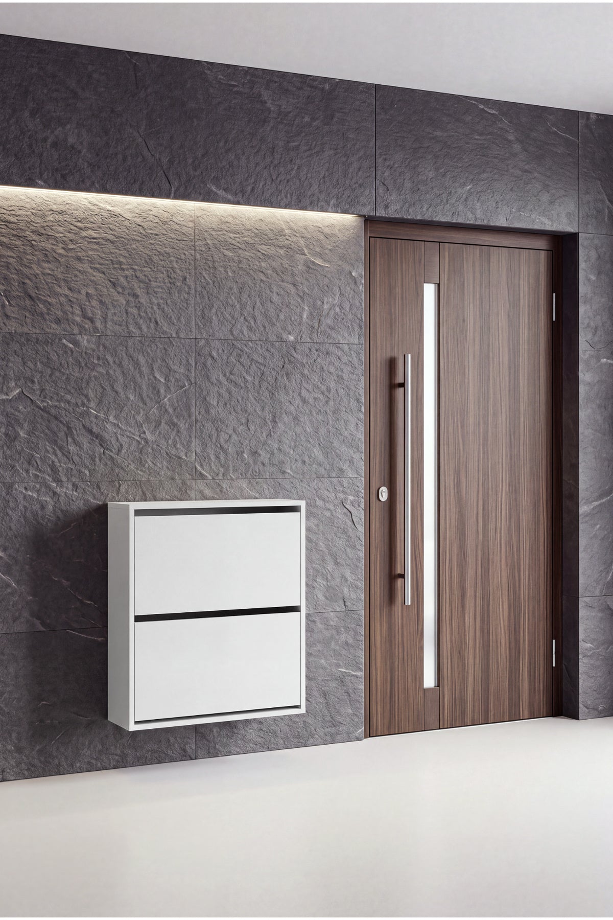 2 Kapaklı Duvara Monte Düşer Kapak Ayakkabılık Y:76 D:24 G:70 / Beyaz
