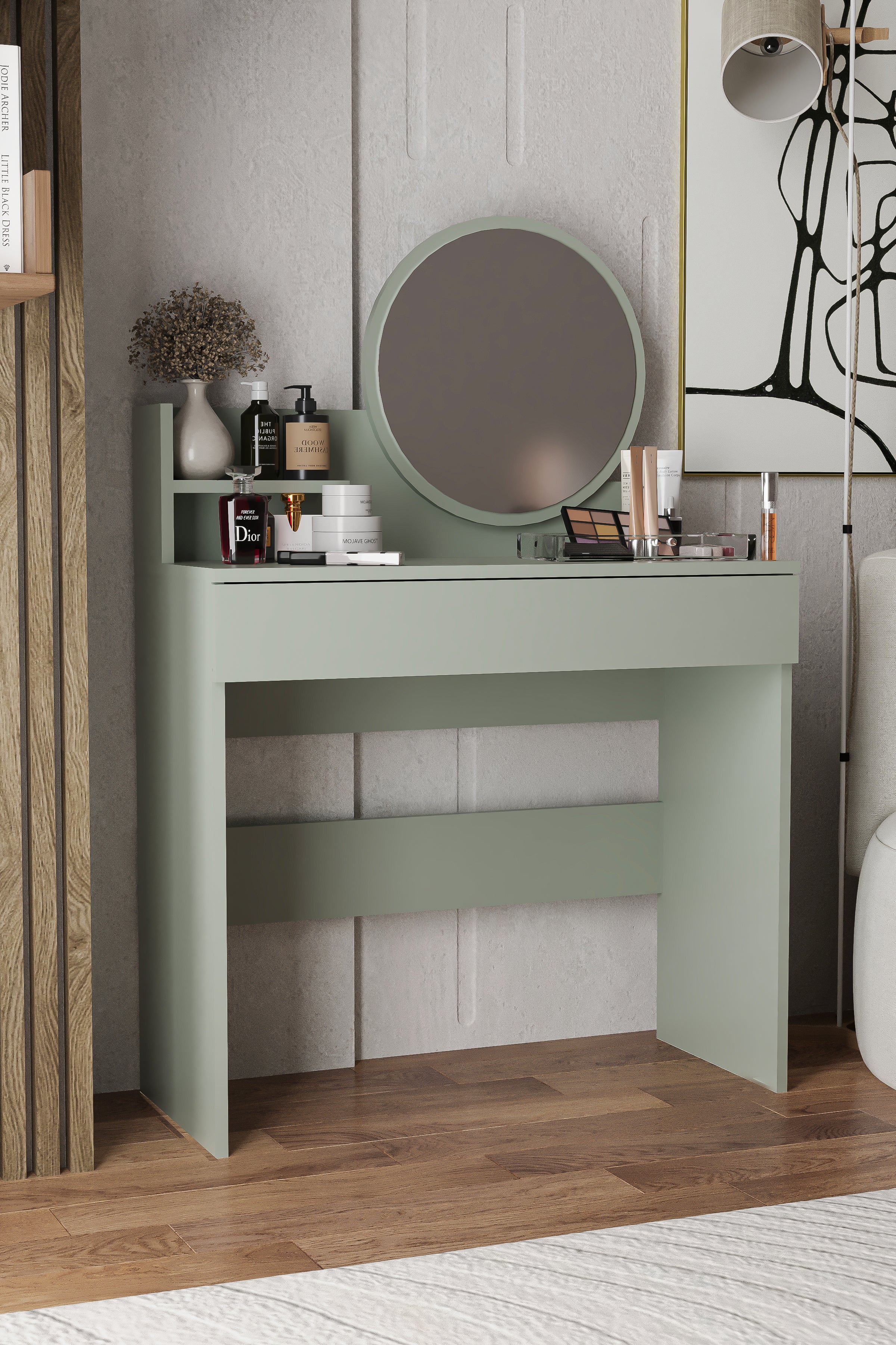 Harmony Tek Çekmeceli Makyaj Masası (Yuvarlak Aynalı) - görsel 11 | Sarmobi