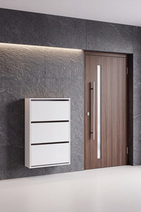 3 Kapaklı Duvara Monte Düşer Kapak Ayakkabılık Y:11 D:24 G:70 / Beyaz