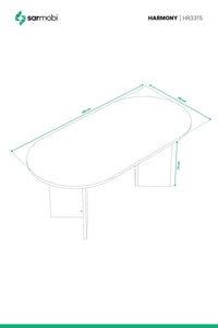 Harmony Nara (SADECE MASA) Oval Masa 180x75x90 cm Aytaşı - Modern Tasarım