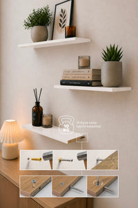 Harmony 3 Raflı Gizli Monte Uçan Raf 50*15 cm