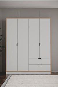 Arden 4 Kapaklı 2 Çekmeceli Dolap (+35 cm) - Beyaz | Sarmobi