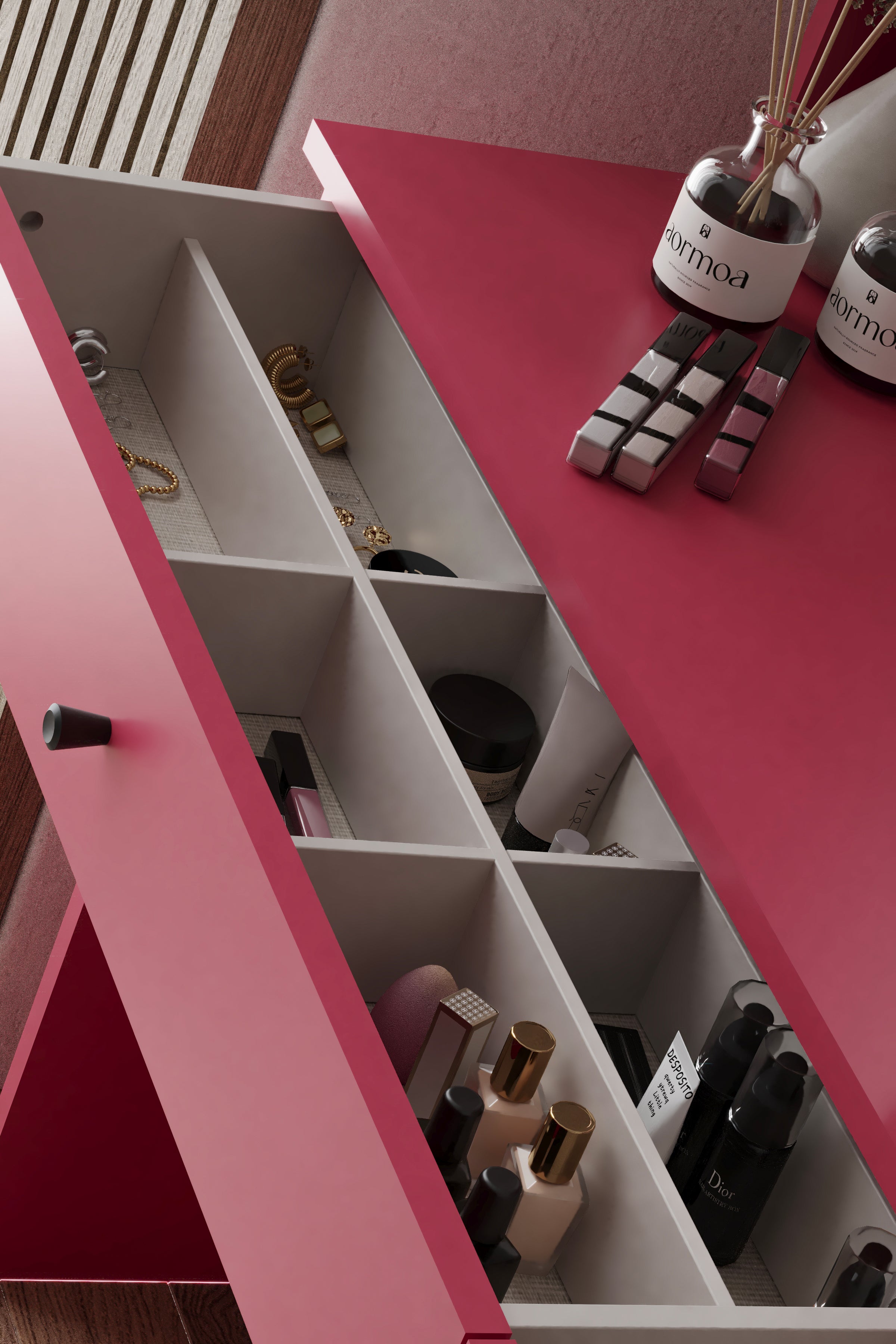 Harmony İki Çekmeceli Makyaj Masası (Yuvarlak Aynalı) - görsel 9 | Sarmobi