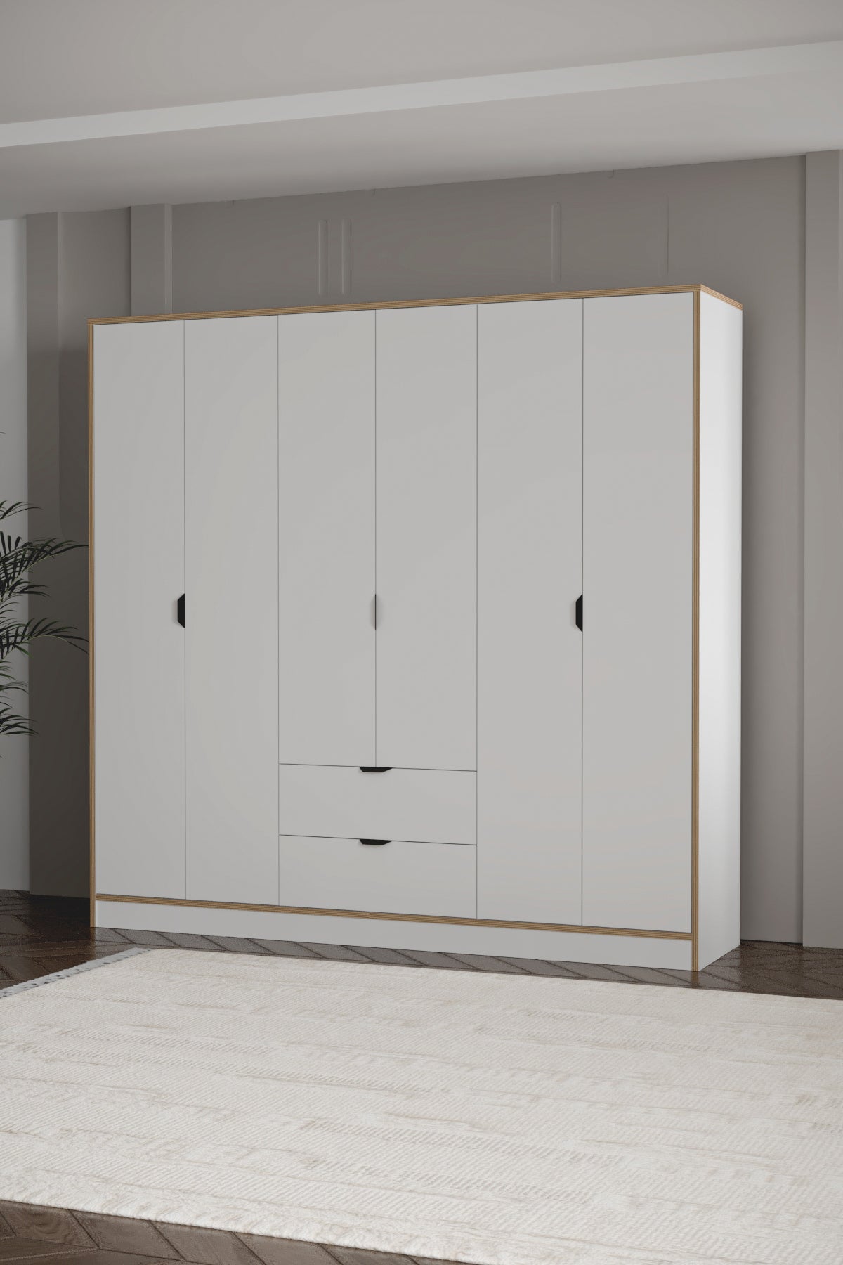 Arden 6 Kapaklı 2 Çekmeceli Dolap - Beyaz - Sarmobi
