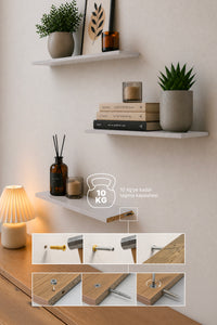 Harmony 3 Raflı Gizli Monte Uçan Raf 50*15 cm