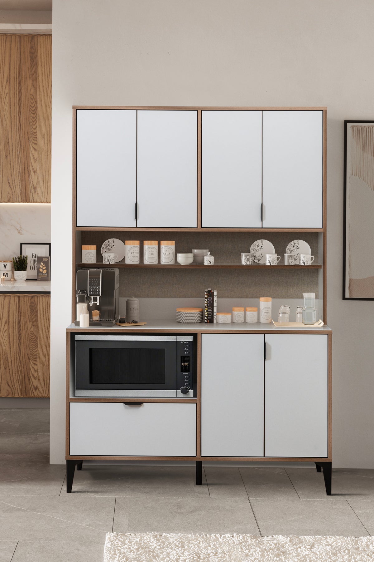 Arden 7 Kapaklı Kahve Köşesi - Çok Amaçlı Dolap - Beyaz - Sarmobi