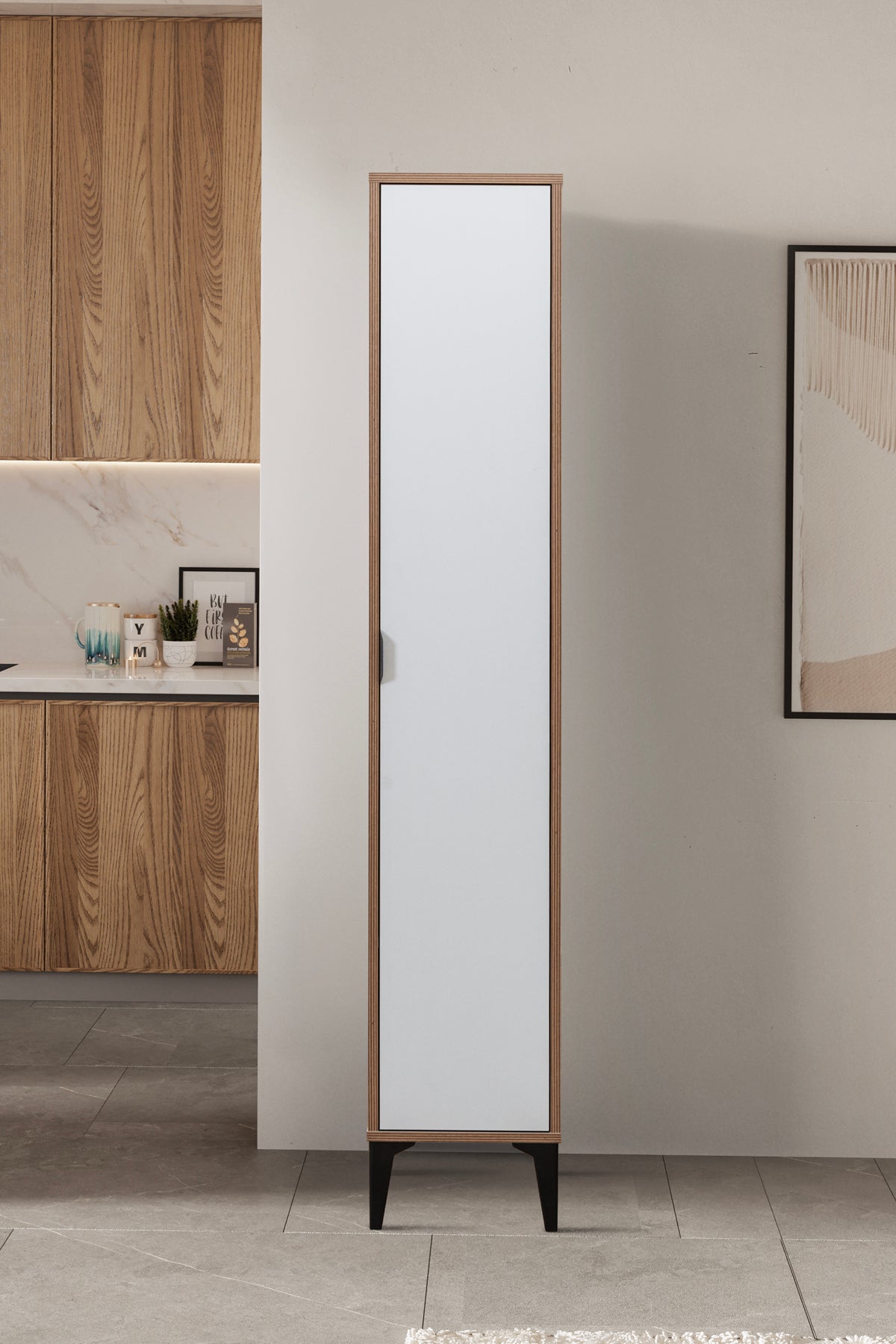 Arden Tek Kapaklı Çok Amaçlı Dolap - Beyaz - Sarmobi