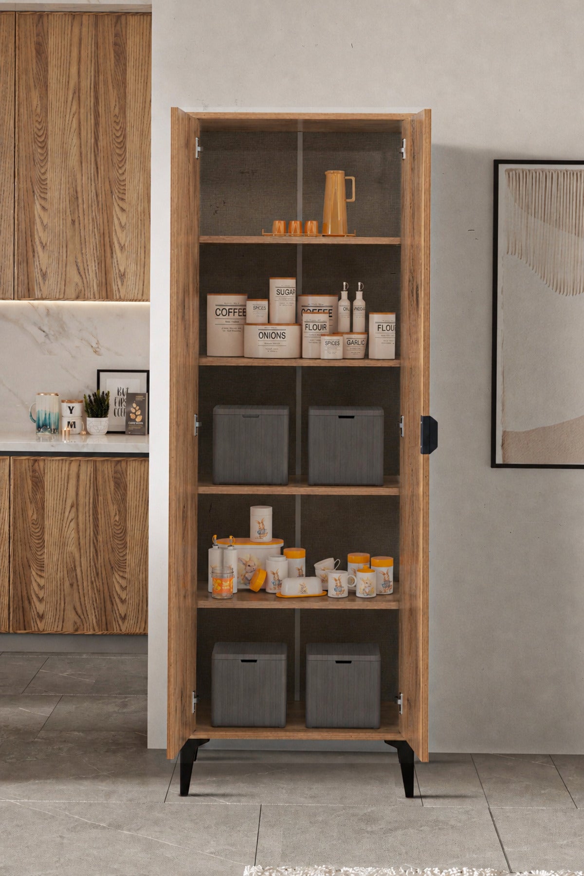 Arden 2 Kapaklı Çok Amaçlı Mutfak/Kiler Dolabı Y:190 G:65 D:37