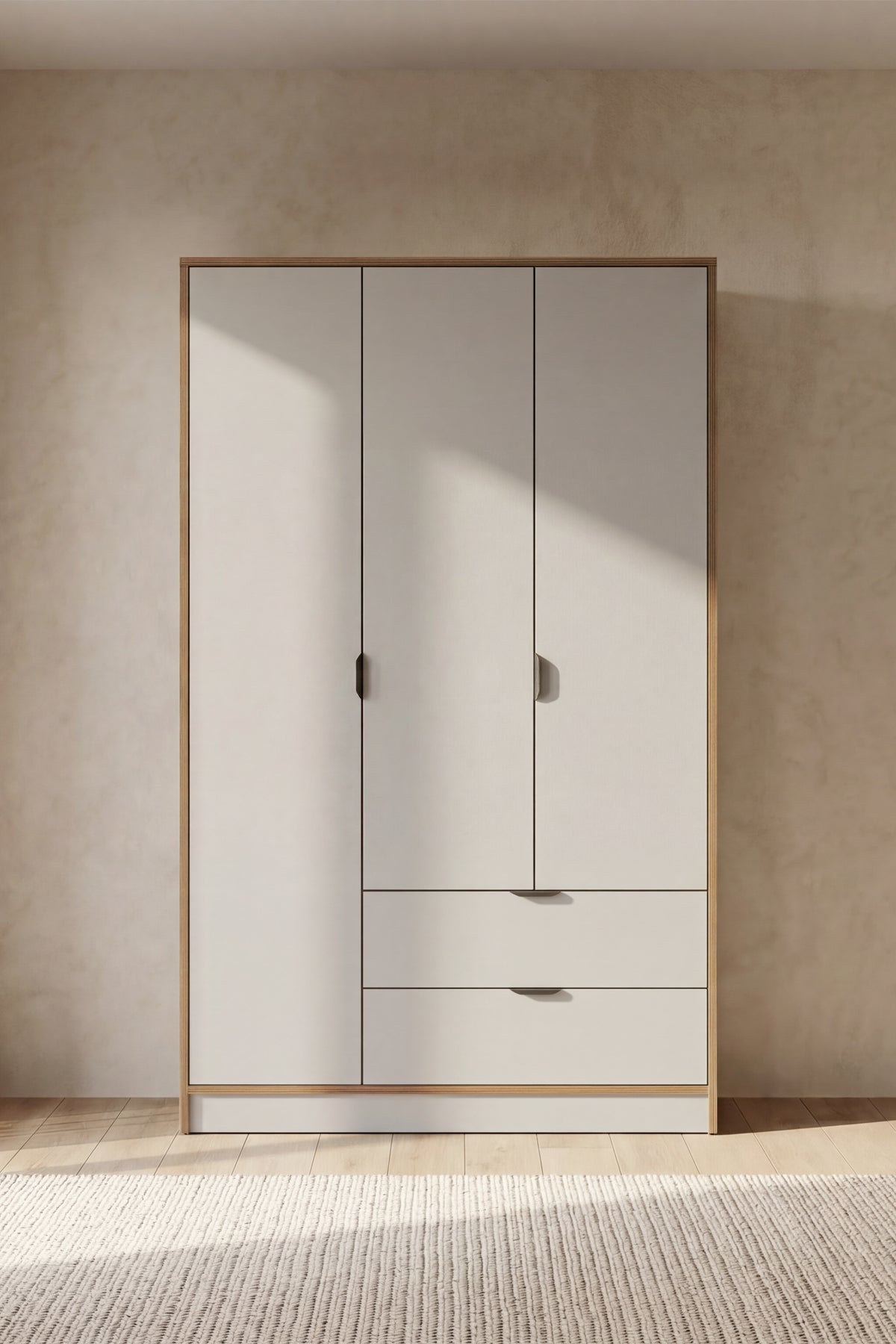 Arden 3 Kapaklı 2 Çekmeceli Gardırop/Dolap Y:182 G:97 D:44