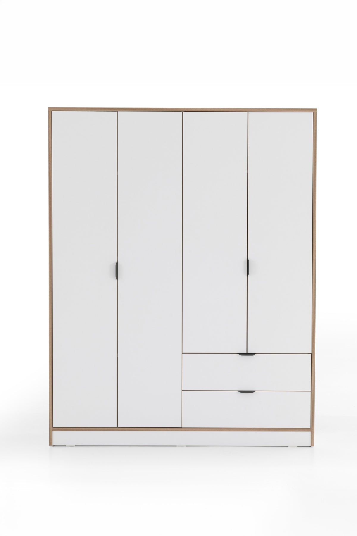 Arden 4 Kapaklı 2 Çekmeceli Gardırop/Dolap 128x182x44 cm Beyaz – Modern Tasarım