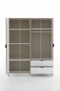 Arden 4 Kapaklı 2 Çekmeceli Gardırop/Dolap 128x182x44 cm Beyaz – Modern Tasarım