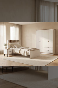 Arden 4 Kapaklı 2 Çekmeceli Gardırop/Dolap 128x182x44 cm Beyaz – Modern Tasarım