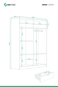 Arden 4 Kapaklı 2 Çekmeceli Gardırop/Dolap 128x182x44 cm Beyaz – Modern Tasarım