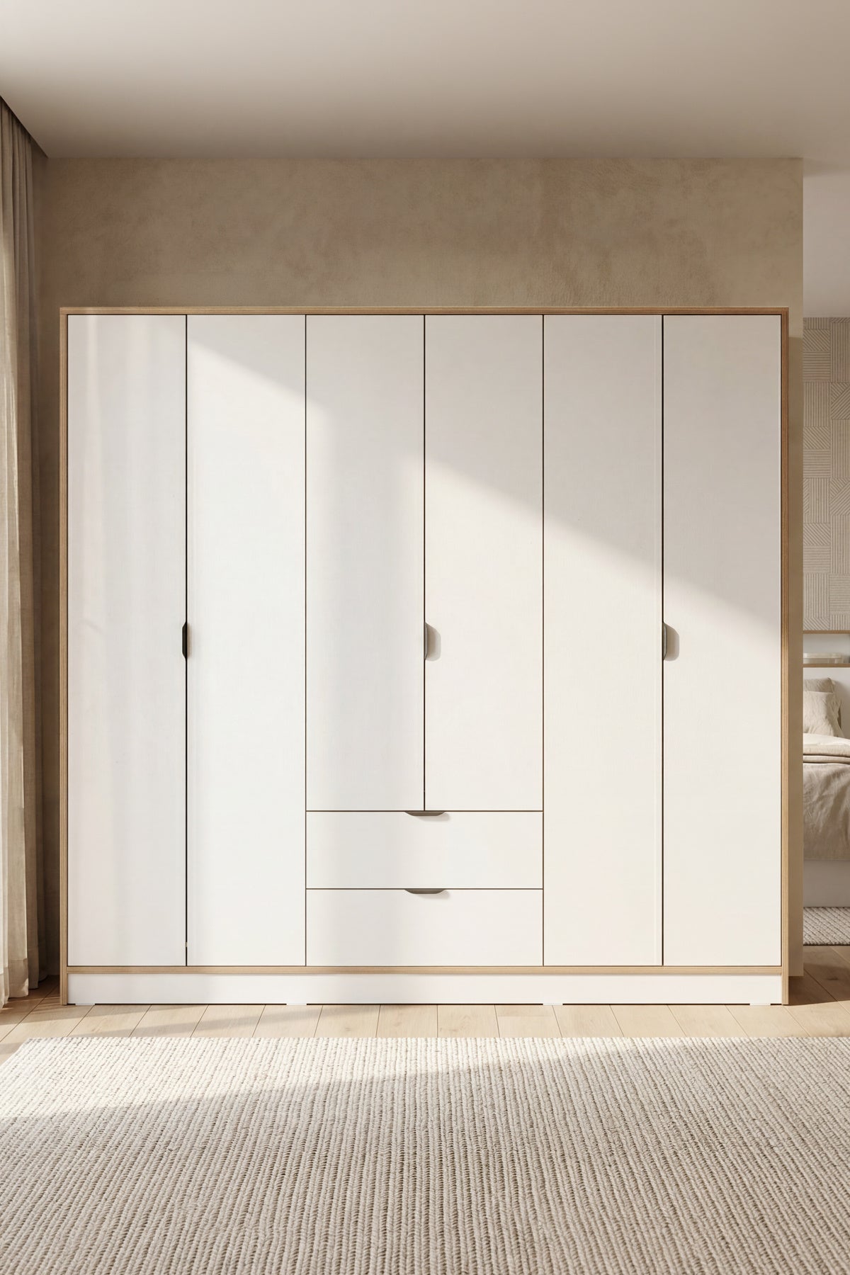Arden 6 Kapaklı 2 Çekmeceli Gardırop/Dolap Y:182 G:190 D:44