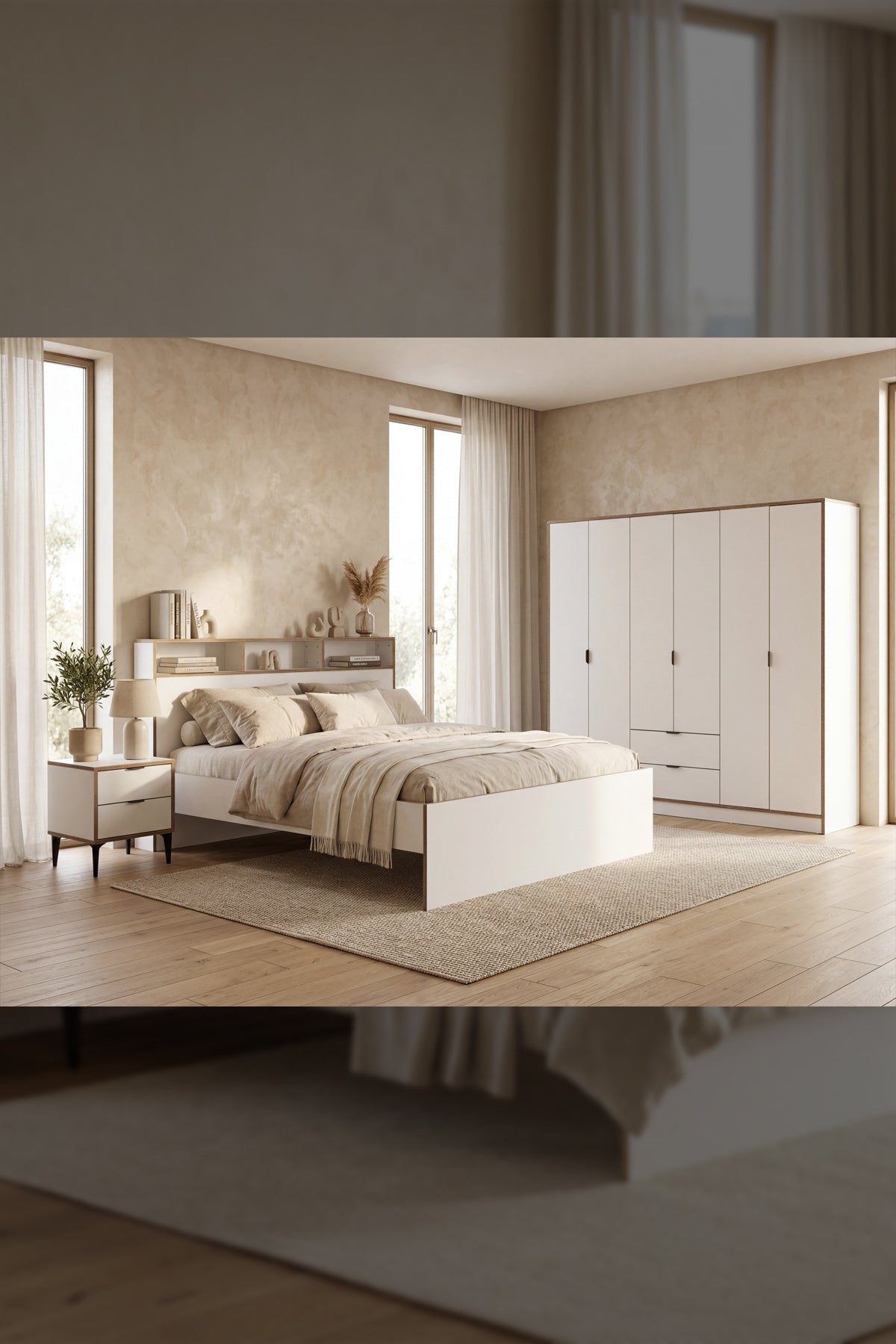Arden 6 Kapaklı 2 Çekmeceli Gardırop/Dolap Y:182 G:190 D:44