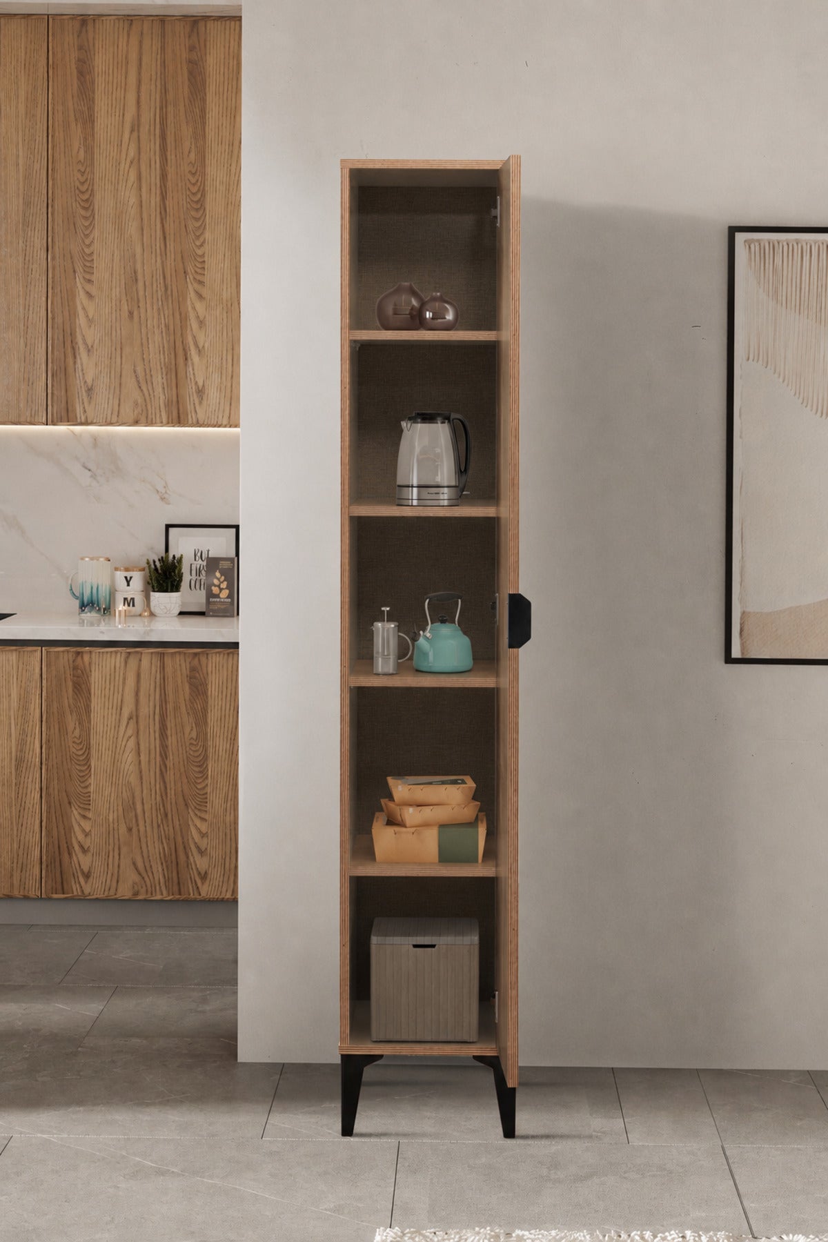 Arden Tek Kapaklı Çok Amaçlı Mutfak/Kiler Dolabı Y:190 G:35 D:37