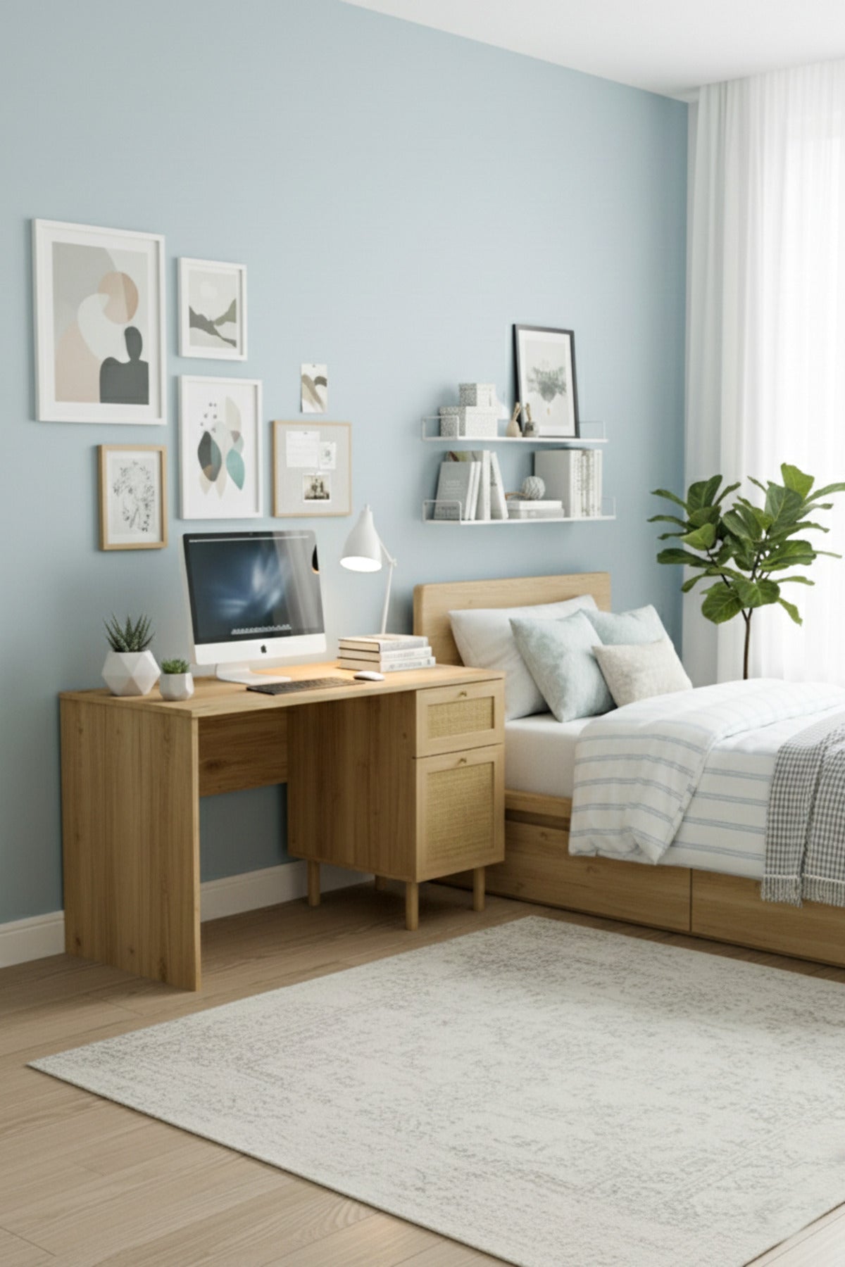 Baru Çekmeceli Çalışma Masası 120x75x60 cm Cadiz Meşe – İskandinav Tasarım