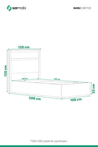 Baru Low Baza 100x200 Y:120 G:120 D:206 / Cadiz Meşe