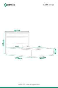 Baru Low Baza 160x200 Y:120 G:180 D:206 / Cadiz Meşe