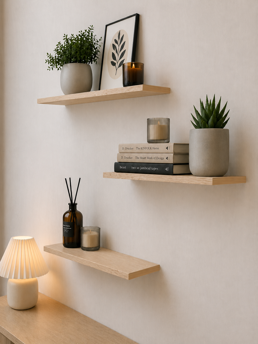 Harmony 3 Raflı Gizli Monte Uçan Raf 50*15 cm