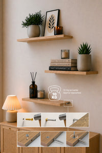 Harmony 3 Raflı Gizli Monte Uçan Raf 50*15 cm