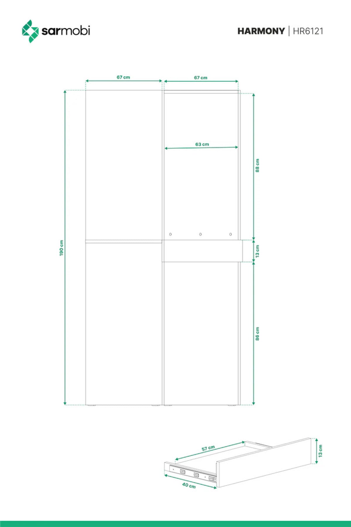 Harmony Çamaşır ve Kurutma Makinesi Dolabı 2 Kapaklı Y:190 G:67 D:66