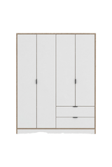 Arden 4 Kapaklı 2 Çekmeceli Gardırop/Dolap Y:182 G:128 D:44 / Beyaz