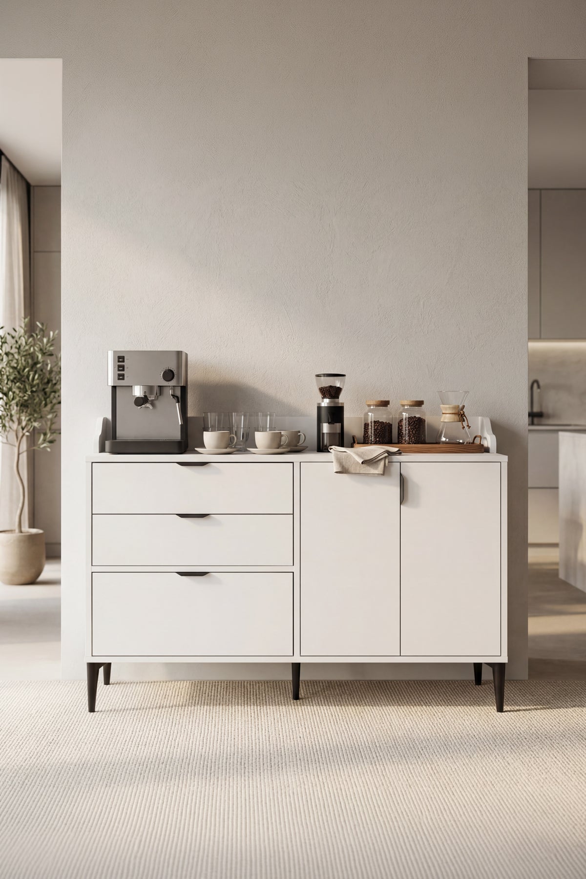 Harmony Maxi 2 Çekmeceli 3 Kapaklı Kahve Köşesi Y:91 G:128 D:44