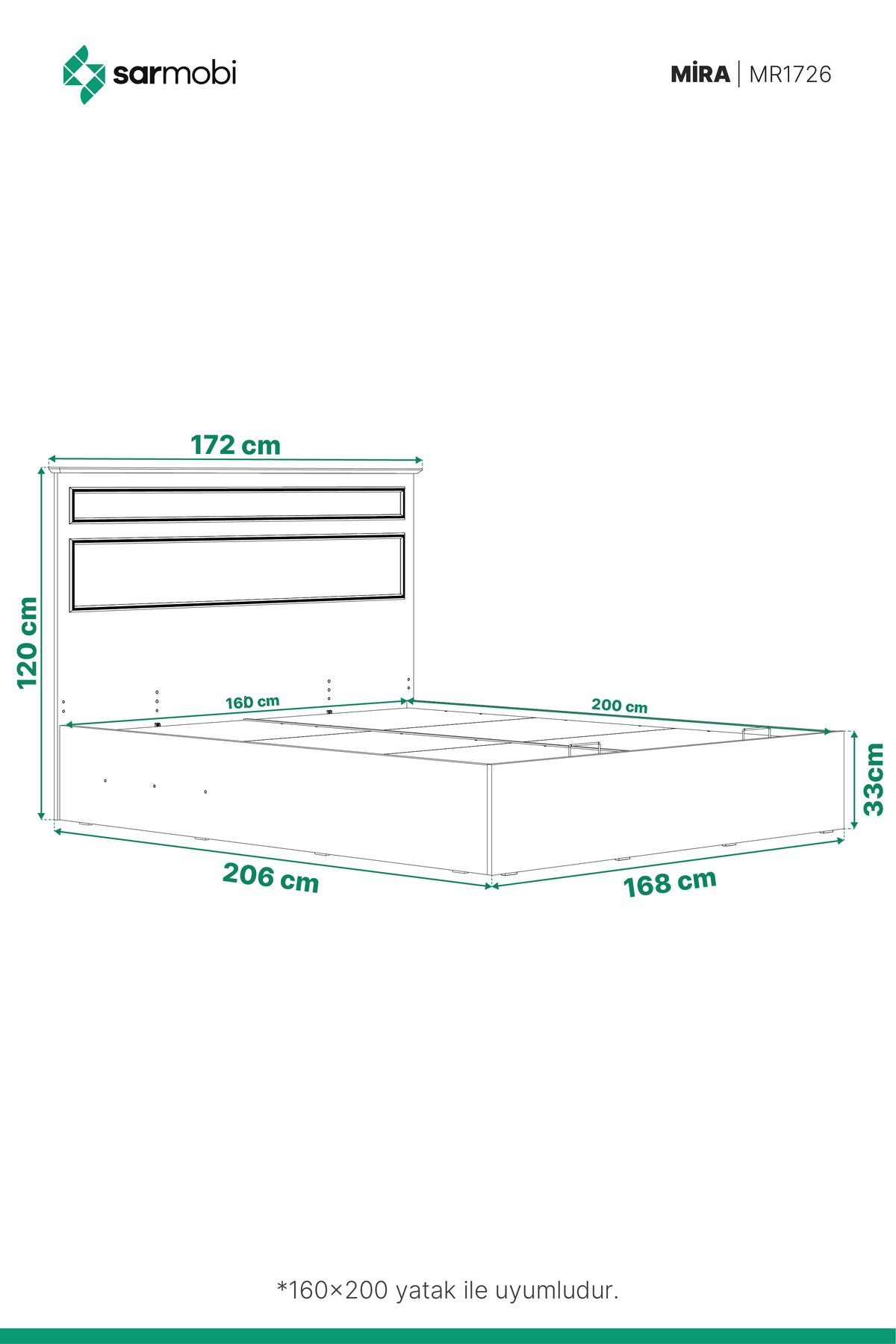 Mira Low Baza 160x200 Y:120 G:172 D:206